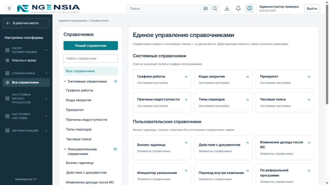 Раздел справочников